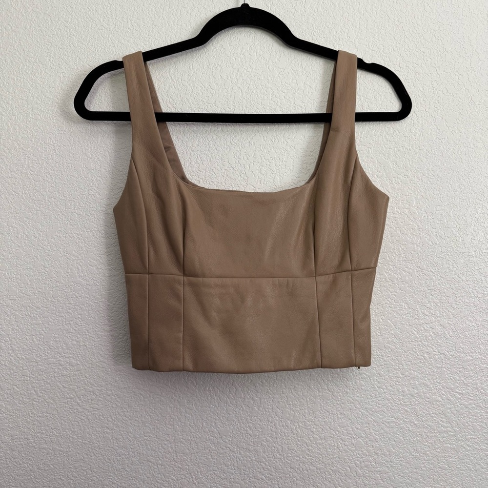 Aritzia Wilfred Faux Leather Square Neck Crop Top Tank XS